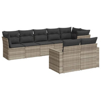 Set Divano da Giardino 8pz con Cuscini Grigio Chiaro Polyrattan 3219212