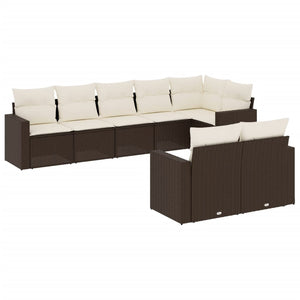 Set Divani da Giardino 8 pz con Cuscini Marrone in Polyrattancod mxl 87965