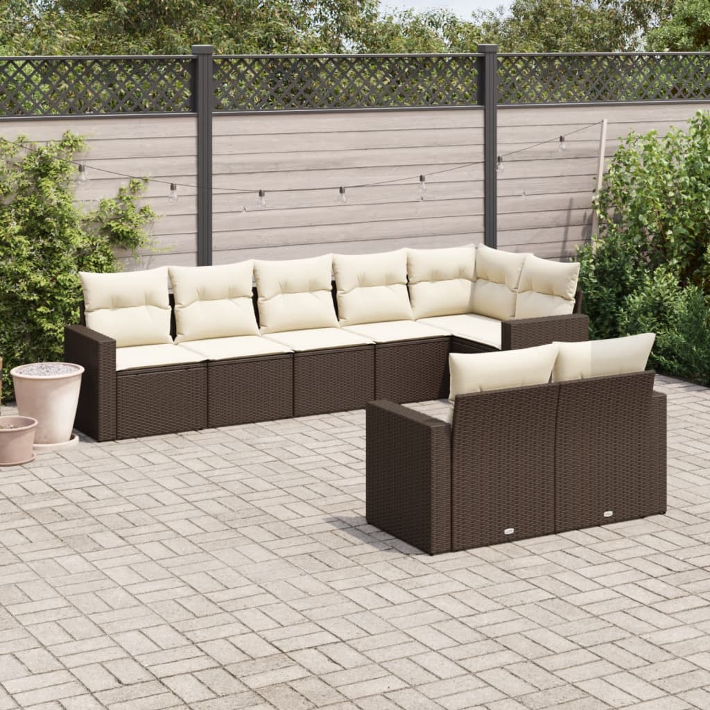 Set Divani da Giardino 8 pz con Cuscini Marrone in Polyrattancod mxl 87965