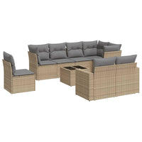 Set Divano da Giardino 9 pz con Cuscini Beige in Polyrattan 3219239