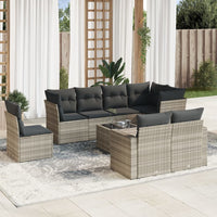 Set Divano da Giardino 9pz con Cuscini Grigio Chiaro Polyrattan 3219242