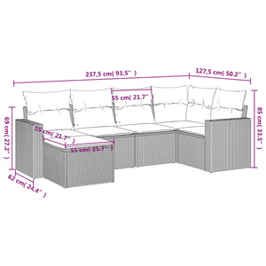 Set Divano da Giardino 6 pz con Cuscini Grigio in Polyrattancod mxl 113663