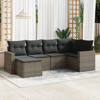 Set Divano da Giardino 6 pz con Cuscini Grigio in Polyrattancod mxl 113663