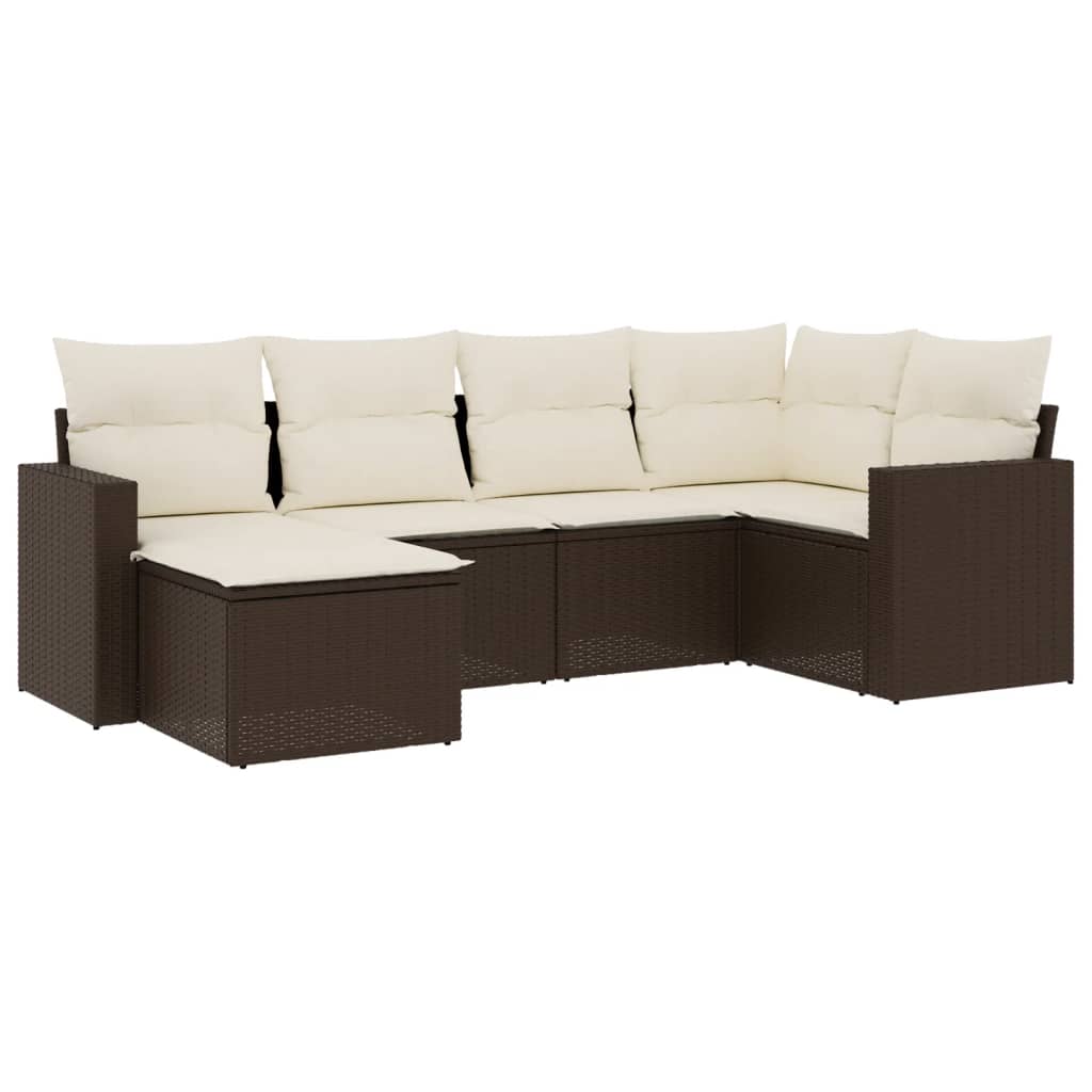 Set Divano da Giardino 6 pz con Cuscini Marrone in Polyrattancod mxl 92421