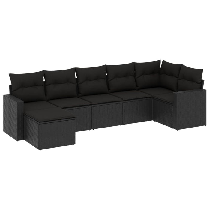 Set Divani da Giardino con Cuscini 7pz Nero Polyrattancod mxl 114979