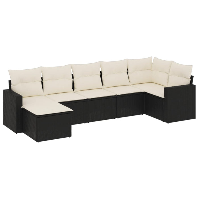 Set Divani da Giardino con Cuscini 7pz Nero Polyrattan 3219266