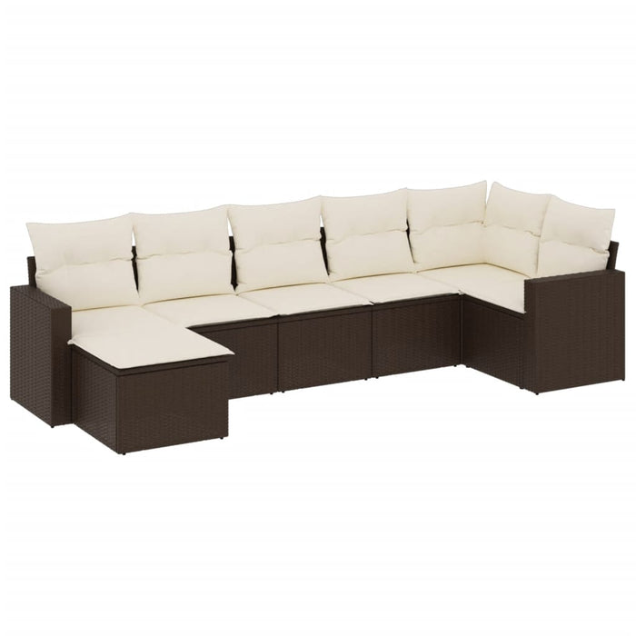 Set Divani da Giardino 7 pz con Cuscini Marrone in Polyrattancod mxl 114474