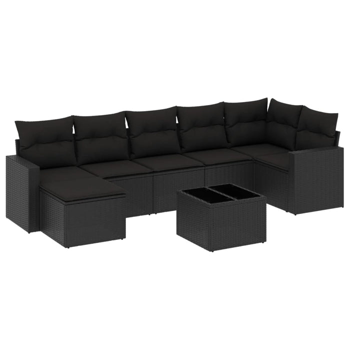 Set Divani da Giardino con Cuscini 8 pz Nero in Polyrattan 3219275