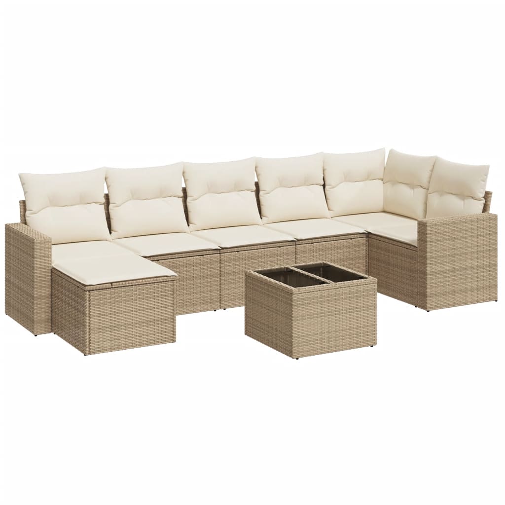 Set Divano da Giardino 8 pz con Cuscini Beige in Polyrattancod mxl 115404