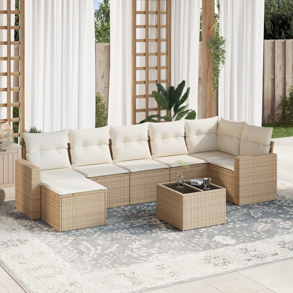 Set Divano da Giardino 8 pz con Cuscini Beige in Polyrattancod mxl 115404