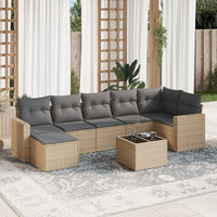 Set Divano da Giardino 8 pz con Cuscini Beige in Polyrattan 3219279