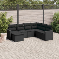 Set Divani da Giardino con Cuscini 7pz Nero Polyrattancod mxl 92395