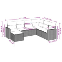 Set Divani da Giardino 7 pz con Cuscini Grigio in Polyrattancod mxl 115826