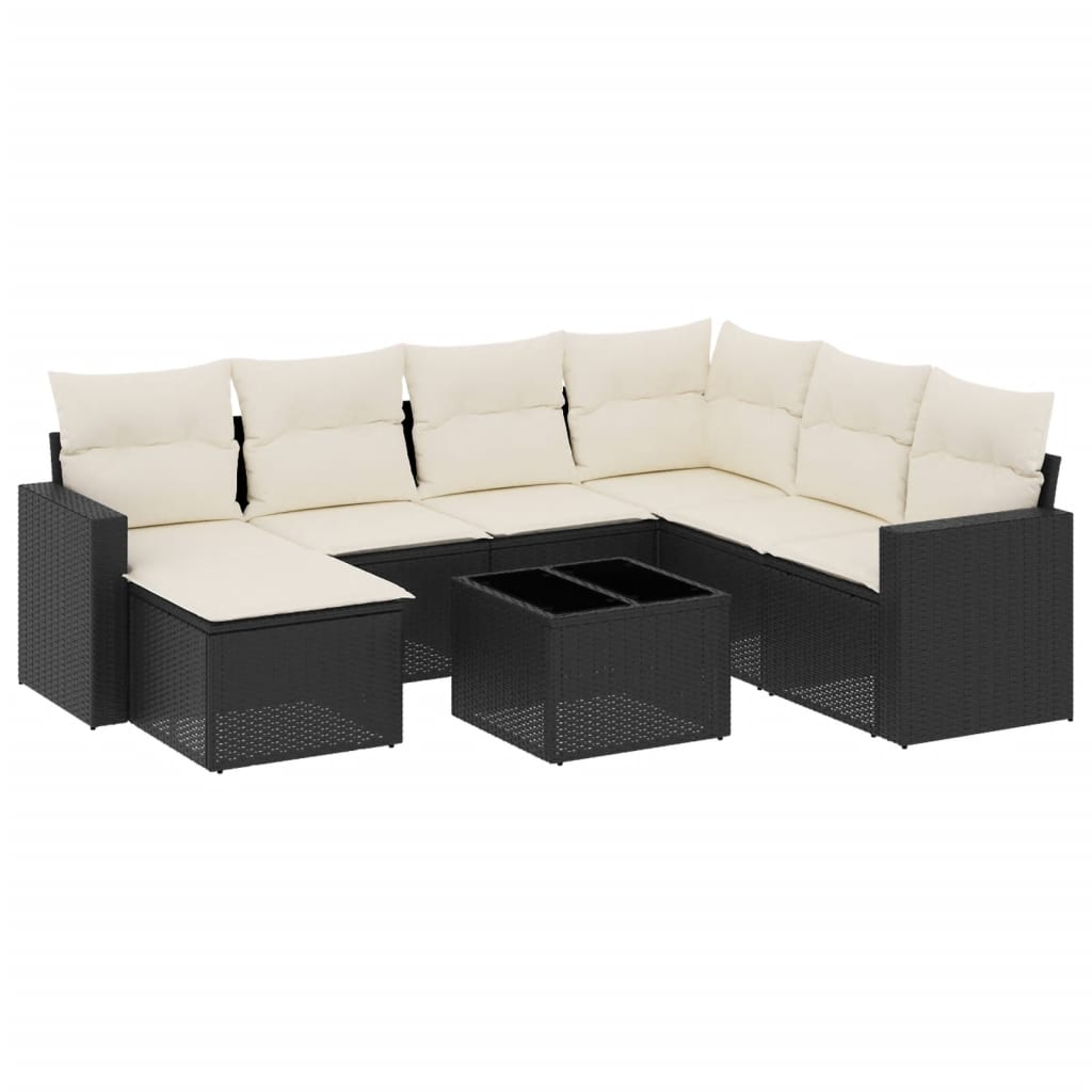 Set Divani da Giardino con Cuscini 8 pz Nero in Polyrattan 3219296