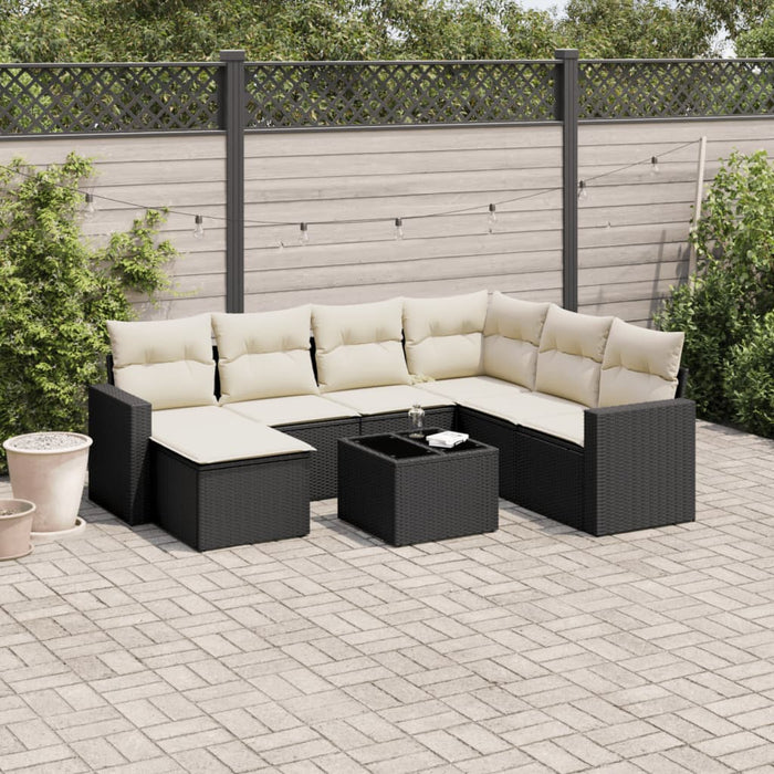 Set Divani da Giardino con Cuscini 8 pz Nero in Polyrattan 3219296