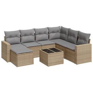 Set Divano da Giardino 8 pz con Cuscini Beige in Polyrattancod mxl 111750