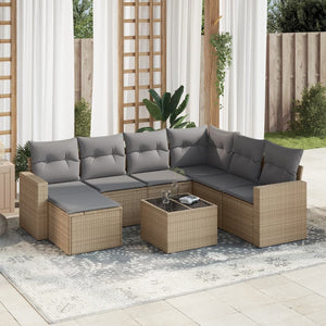 Set Divano da Giardino 8 pz con Cuscini Beige in Polyrattancod mxl 111750