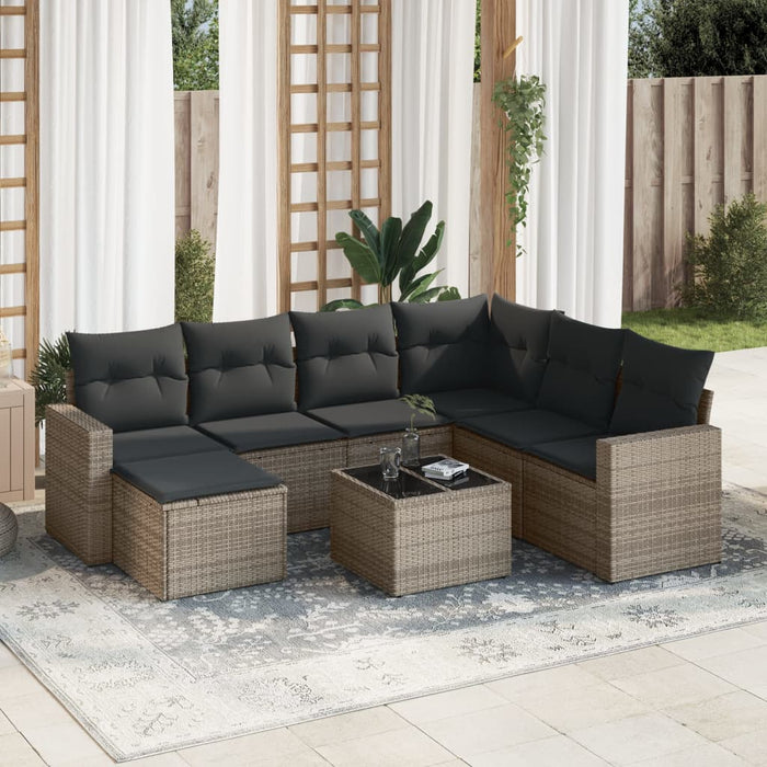 Set Divano da Giardino 8 pz con Cuscini Grigio in Polyrattancod mxl 91436