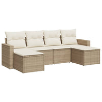 Set Divano da Giardino 6 pz con Cuscini Beige in Polyrattan 3219308