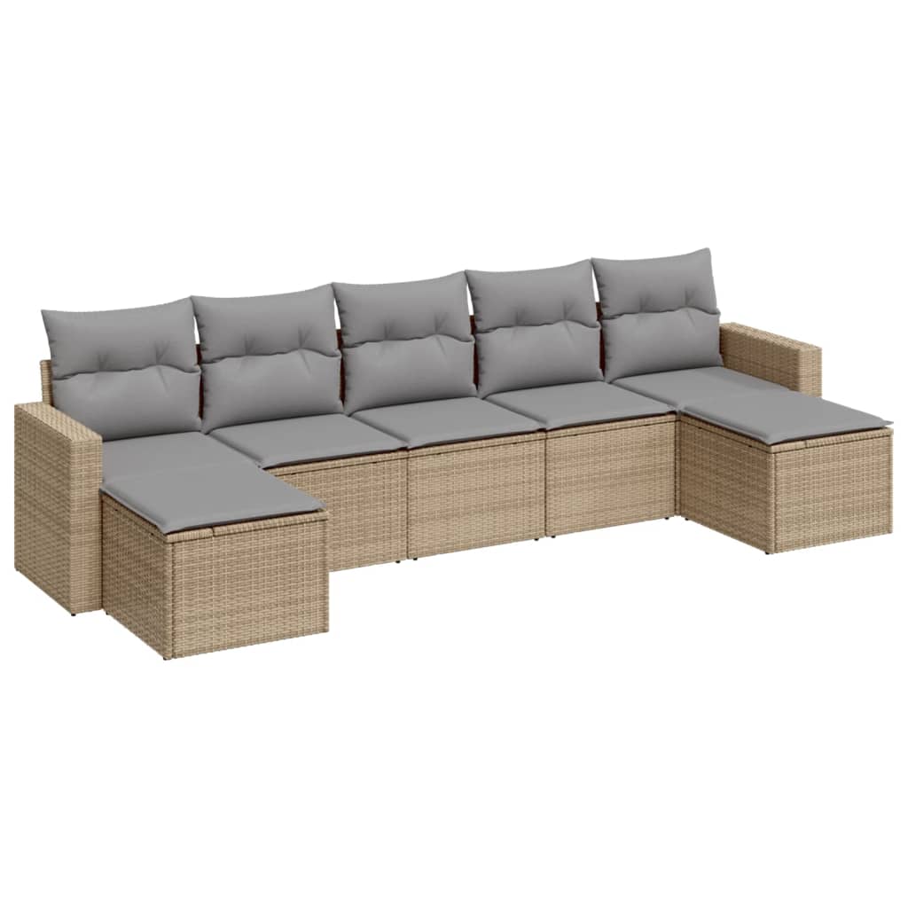 Set Divani da Giardino 7 pz con Cuscini Beige in Polyrattancod mxl 113531