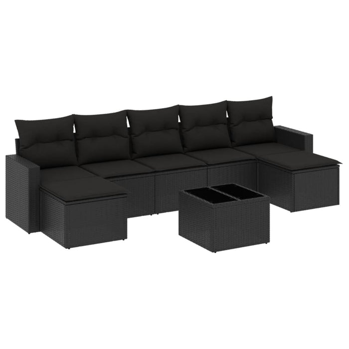 Set Divani da Giardino con Cuscini 8 pz Nero in Polyrattancod mxl 87775