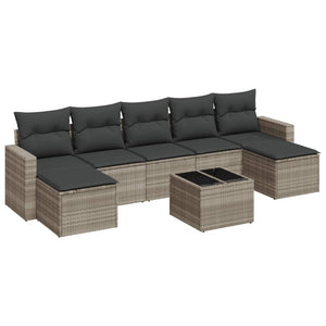 Set Divano da Giardino 8pz con Cuscini Grigio Chiaro Polyrattan 3219342