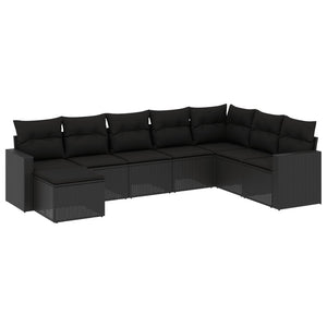 Set Divani da Giardino con Cuscini 8 pz Nero in Polyrattan 3219345