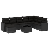 Set Divani da Giardino 9 pz con Cuscini Nero in Polyrattan 3219355