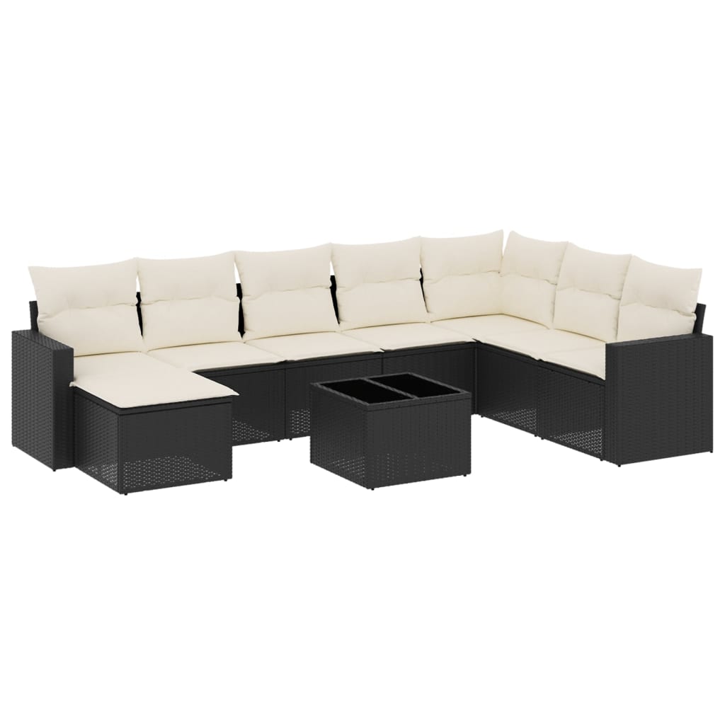 Set Divani da Giardino 9 pz con Cuscini Nero in Polyrattancod mxl 89538