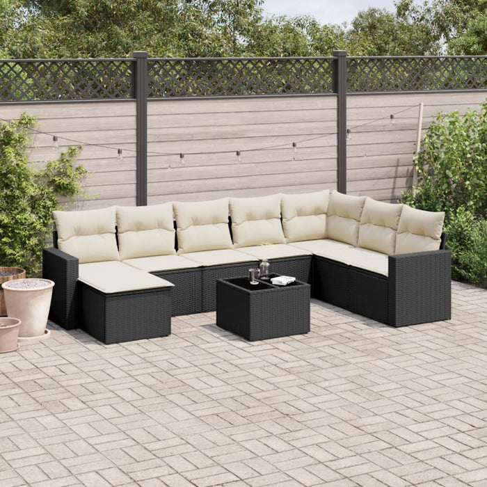 Set Divani da Giardino 9 pz con Cuscini Nero in Polyrattancod mxl 89538