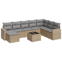 Set Divano da Giardino 9 pz con Cuscini Beige in Polyrattan 3219359