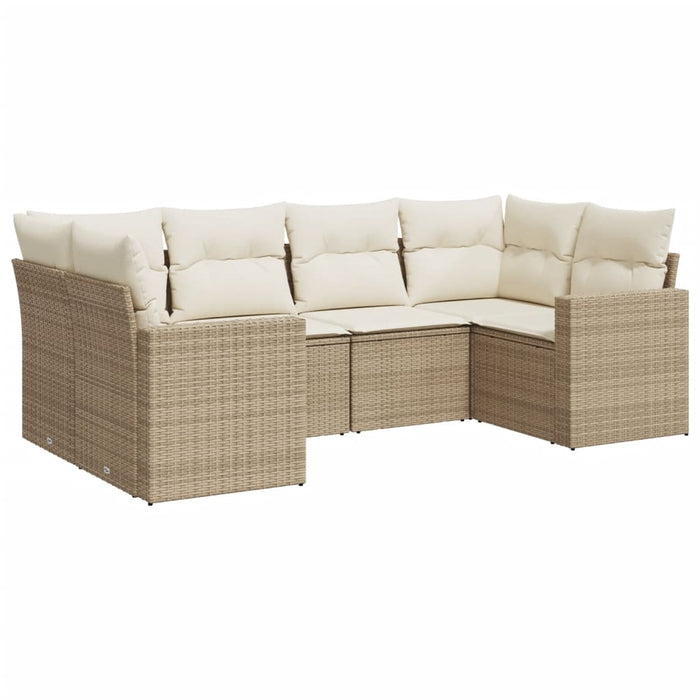 Set Divano da Giardino 6 pz con Cuscini Beige in Polyrattancod mxl 87789