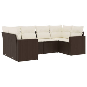 Set Divano da Giardino 6 pz con Cuscini Marrone in Polyrattan 3219373