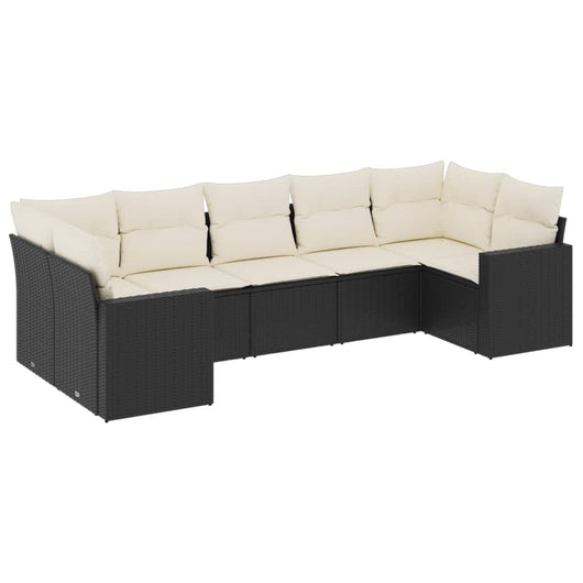 Set Divani da Giardino con Cuscini 7pz Nero Polyrattan 3219376