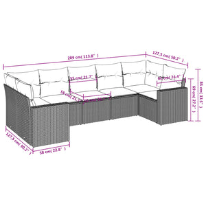 Set Divani da Giardino con Cuscini 7pz Nero Polyrattan 3219376