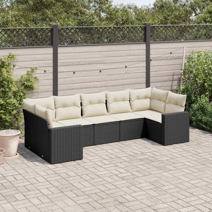 Set Divani da Giardino con Cuscini 7pz Nero Polyrattancod mxl 111766