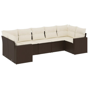 Set Divani da Giardino 7 pz con Cuscini Marrone in Polyrattancod mxl 115515