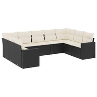 Set Divani da Giardino 9 pz con Cuscini Nero in Polyrattan 3219386