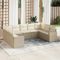 Set Divano da Giardino 9 pz con Cuscini Beige in Polyrattancod mxl 111752