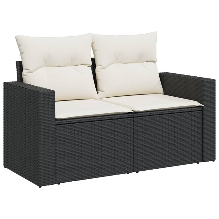 Set Divani da Giardino 10pz con Cuscini in Polyrattan Nero 3219396