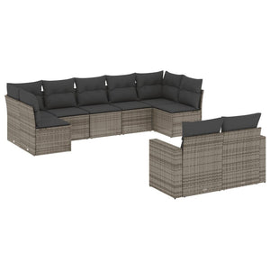 Set Divano da Giardino 9 pz con Cuscini Grigio in Polyrattancod mxl 88957