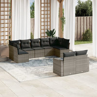 Set Divano da Giardino 9 pz con Cuscini Grigio in Polyrattancod mxl 88957