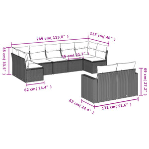 Set Divani da Giardino 9pz con Cuscini Marrone in Polyrattan 3219413