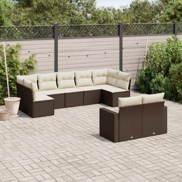 Set Divani da Giardino 9pz con Cuscini Marrone in Polyrattancod mxl 115341