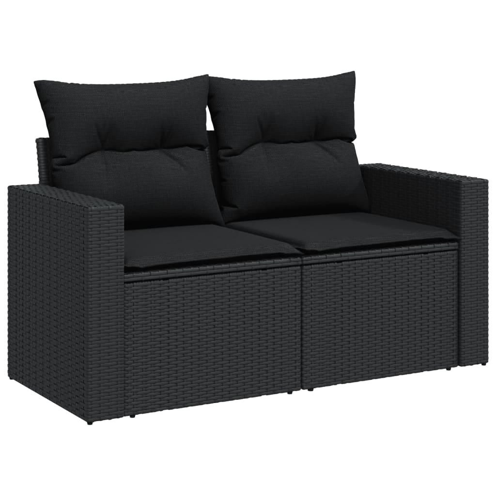 Set Divani da Giardino 10pz con Cuscini in Polyrattan Nero 3219415