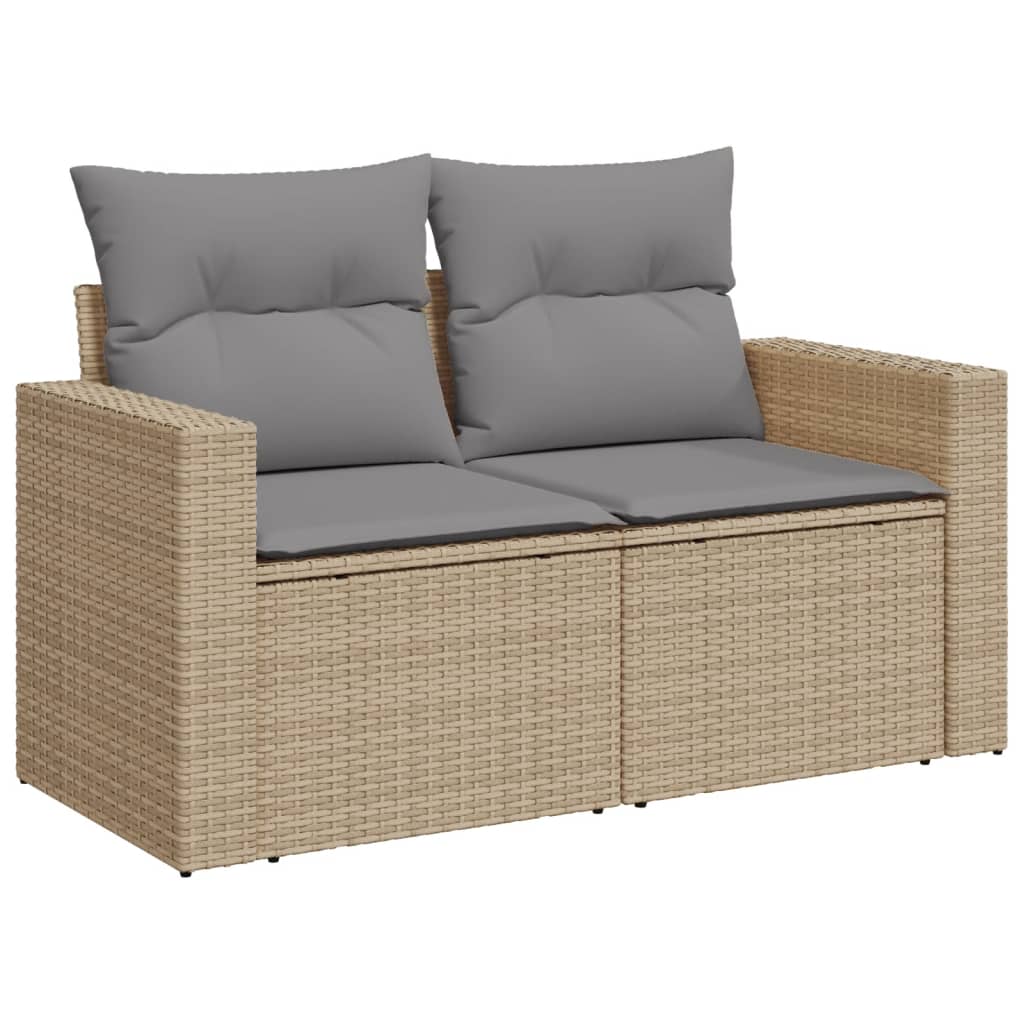 Set Divano da Giardino 10 pz con Cuscini Beige in Polyrattan 3219419