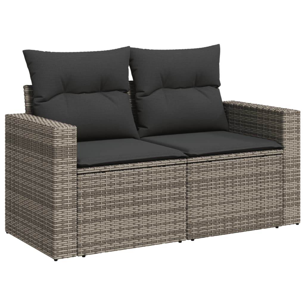 Set Divano da Giardino 10 pz con Cuscini Grigio in Polyrattan 3219420