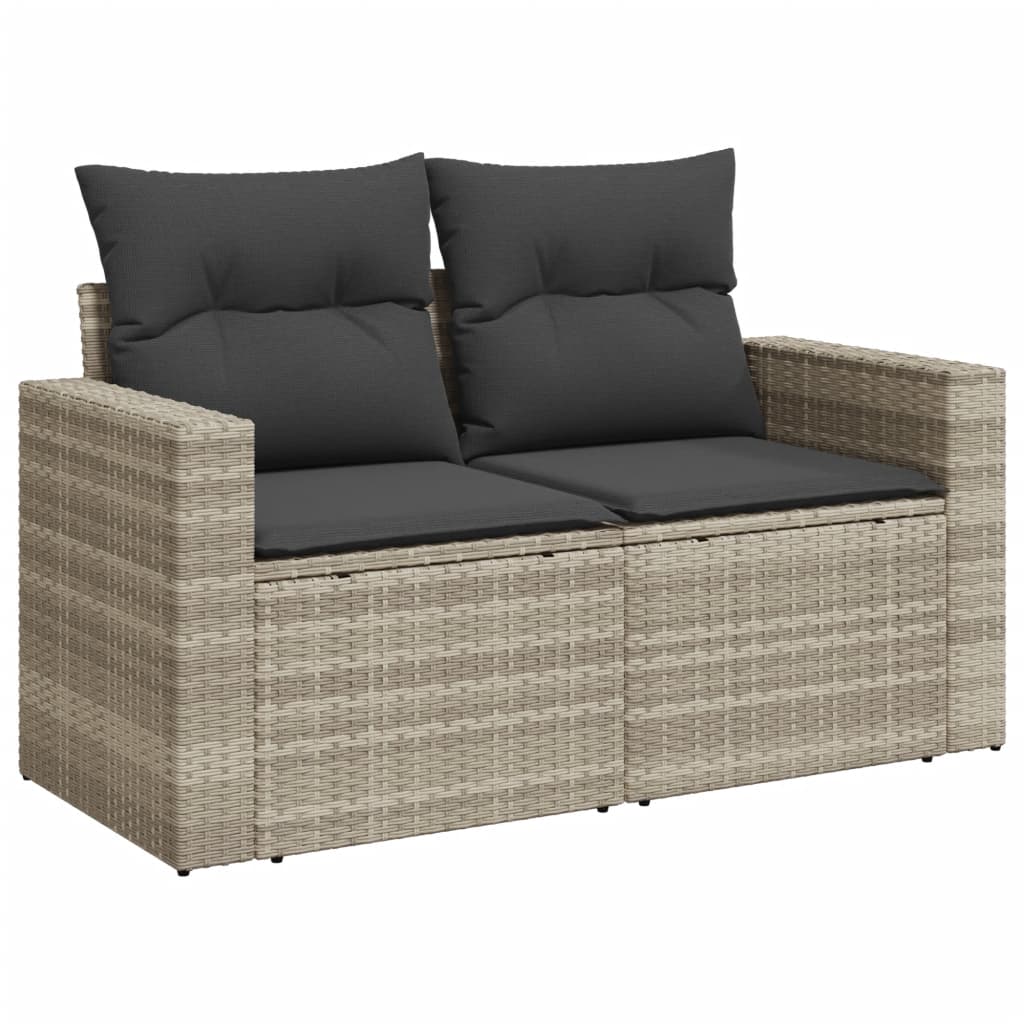 Set Divano Giardino 10 pz con Cuscini Grigio Chiaro Polyrattan 3219422