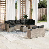 Set Divano Giardino 10 pz con Cuscini Grigio Chiaro Polyrattan 3219422