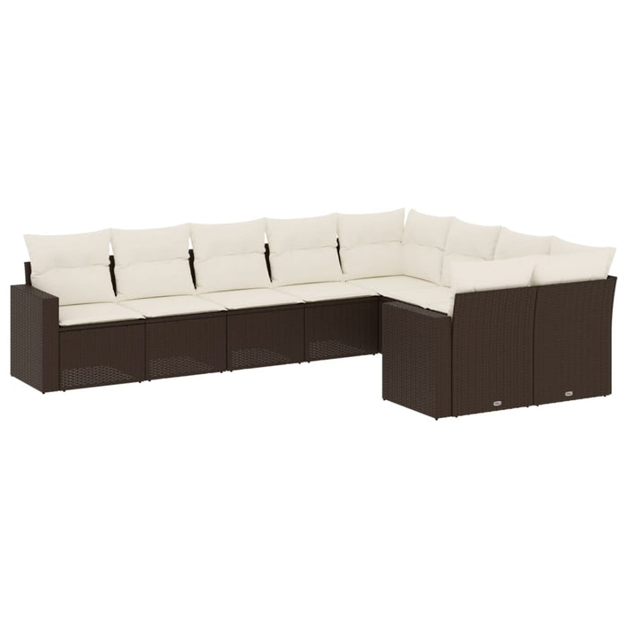 Set Divani da Giardino 9pz con Cuscini Marrone in Polyrattancod mxl 91798